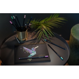 Creioane colorate triunghiulare black edition metalizate Faber-Castell 12 culori/set - Img 3