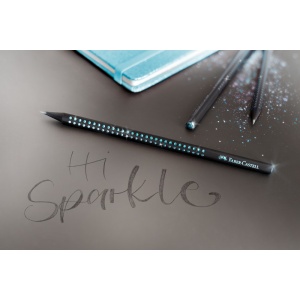 Creion grafit B triunghiular grip sparkle lemn negru midnight ocean Faber-Castell - Img 2