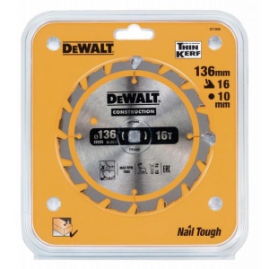 Disc Dewalt DT1946 pentru fierastrau circular, D 130x10x1.86 mm, 16 dinti, pentru taiere rapida, seria Dewalt Construction - Img 2