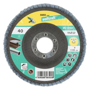 Disc lamelar Wolfcraft 5650000, granulatie 40, profil convex, zirconiu, 115X22.23 mm - Img 3