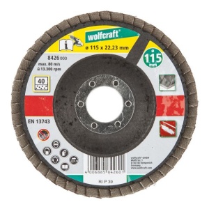 Disc lamelar Wolfcraft 8426000, granulatie 40, profil convex, corindon, 115X22.23 mm - Img 3