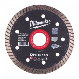 Discuri diamantate DHTS Milwaukee, viteza TURBO in placi ceramice, granit, marmura (Diametru interior disc (mm): 22.23, Tip: DHTS 115, Diametru disc (mm): 115, Înălțime segment (mm): 10)