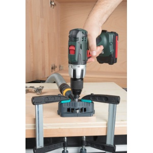 Dispozitiv de ghidare pt gaurire cu burghie de maxim 35 mm si adaptori de biti pana la 10 mm Wolfcraft 4686000 cu nut in V pt fixare pe piese de lucru rotunde - Img 5