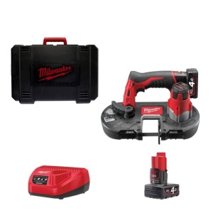 Fierastrau cu banda cu acumulator Milwaukee M12 BS-402C, capacitate taiere metal ∅ 41 mm, livrat cu acumulator, valiza