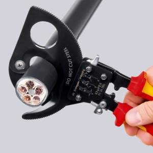 Foarfeca cu clichet pentru cabluri, izolata la 1000 V, KNIPEX, 250 mm - Img 4
