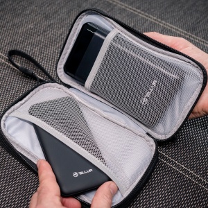 Geantă Tellur pentru organizare cabluri și accesorii, 21 x 12,5 x 6 cm, poliester, negru - Img 11