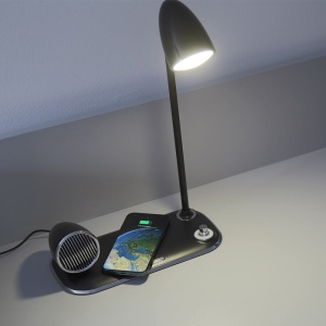 Încărcător wireless birou Tellur, 15W, Boxă Bluetooth 5W, Lampă de birou, Tellur Nostalgia, Negru - Img 4