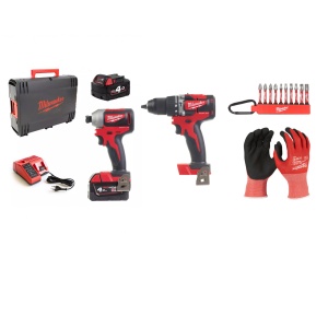 Kit Masina de insurubat cu impact ¼˝, M18 CBLID-402C, 18 V+ Masina de gaurit 18V, 2 baterii, incarcator, geanta, accesorii