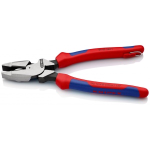KNIPEX 09 02 240 T Patenti Combi cu parghie mare "Lineman's Pliers" cu cârlig de fixare model american cu manşoane multicomponent, cu cârlig de fixare integrat pentru montarea unei siguranţe împotriva căderii vopsit negru 240 mm - Img 3