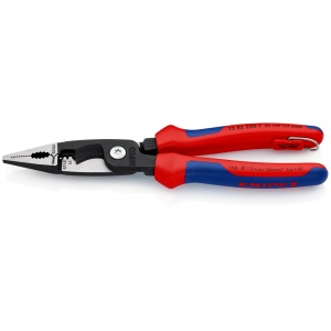KNIPEX 13 82 200 T Cleşte pentru instalaţii pentru electricieni cu manşoane multicomponent, cu cârlig de fixare integrat pentru montarea unei siguranţe împotriva căderii vopsit negru 200 mm - Img 2