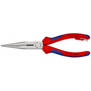 KNIPEX 26 12 200 T Clește plat-rotund cu tăiș (patent cu cioc angular) cu manşoane multicomponent, cu cârlig de fixare integrat pentru montarea unei siguranţe împotriva căderii vopsit negru 200 mm - Img 3