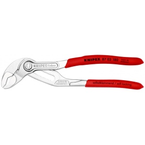 KNIPEX 87 03 180 Cobra® Clește high tech pentru pompe de apă acoperit cu material plastic aderent cromat 180 mm - Img 3