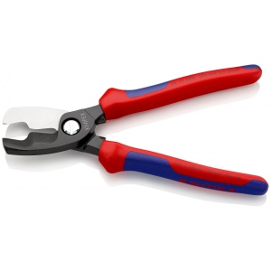 KNIPEX 95 12 200 Foarfece de tăiat cabluri cu tăiș dublu cu manşoane multicomponent brunat 200 mm - Img 2