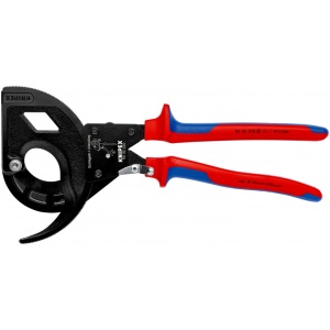 KNIPEX 95 32 320 Foarfeca pentru cabluri (principiul clichetului, 3 trepte) cu manşoane multicomponent vopsit negru 320 mm - Img 3