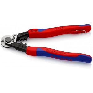 KNIPEX 95 62 190 T foarfece de tăiat cabluri de sârmă forjat cu manşoane multicomponent, cu cârlig de fixare integrat pentru montarea unei siguranţe împotriva căderii 190 mm - Img 2