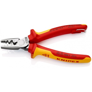 KNIPEX 97 78 180 T clește de sertizare pentru ferule izolat cu manșoane-multicomponent, verificat de VDE, cu cârlig de fixare integrat, izolat, pentru montarea unei siguranțe împotriva căderii 180 mm - Img 2