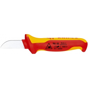 KNIPEX 98 52 Cuțit de tăiat cabluri mâner izolator multicomponent, testat de VDE 190 mm