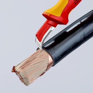 KNIPEX 98 55 SB cuțit de decapare cu sabot de glisare mâner izolator multicomponent, testat de VDE 180 mm (carton cu autoservire/în blister) - Img 4