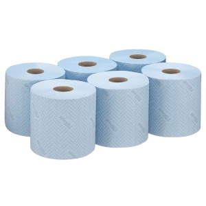 Lavetă L10 derulare centrală, Food&Hygiene, 1 strat, albastru, 800/rolă, 304 m/rolă, 6 role/set - Img 2