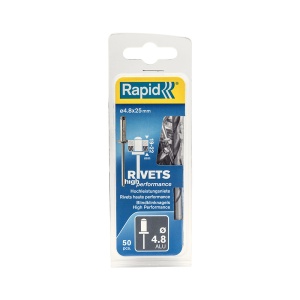 Nituri Rapid High Performance diametru 4.8mm x 25mm, aluminiu, burghiu metal HSS inclus, 50 buc set 5000392