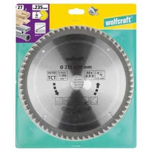 Panza pentru fierastrau circular de mana Wolfcraft 6625000, diametru 235 mm, diametru interior disc 30 mm, latime taiere 2.5 mm, 64 dinti, seria mov - Img 2