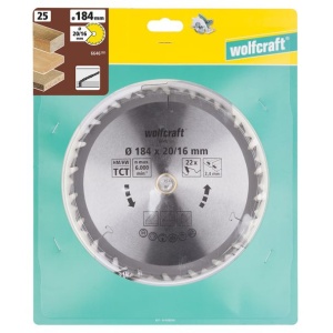 Panza pentru fierastrau circular Wolfcraft 6646000, diametru 184 mm, diametru interior disc 20, 16 mm, latime taiere 2.4 mm, 22 dinti, seria maro. - Img 2