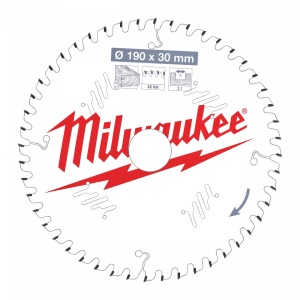 Pânze pentru fierăstraie circulare de mână Milwaukee (Diametru interior disc (mm): 30, Nr. dinți: 48, Diametrul exterior al pânzei (mm): 190, Lățime tăiere (mm): 2.1)