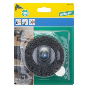 Perie tip disc fir ondulat Wolfcraft 2102000, D 100 mm, grosime sarma 10 mm, tija hexagonala 1/4" - Img 2
