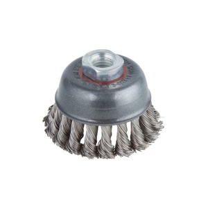Perie Wolfcraft 2700000, tip oala, D 75 mm, din otel rasucit, pentru polizoare unghiulare, filet M14