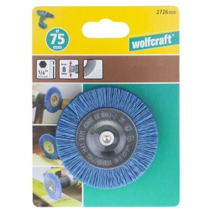 Perie Wolfcraft 2726000, tip disc, nylon albastru, D 75 mm, tija hexagonala 1/4" - Img 3