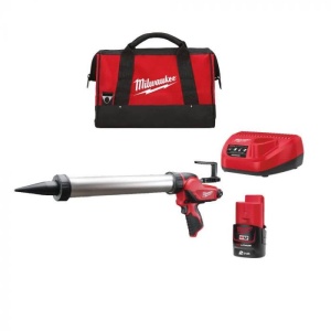 Pistol de silicon Milwaukee M12 PCG/600A-201B, tub 600 ml, livrat cu acumulator, geanta