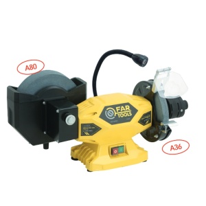 Polizor de banc combinat cu disc abraziv si disc de slefuire cu apa si ascutitor burghie, 350W, 150/200mm, tip CBG 150/200C - Img 2