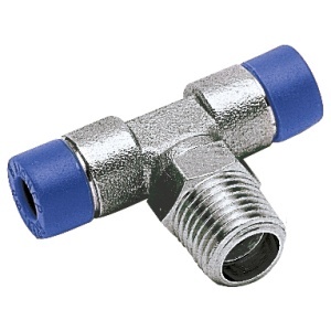 Racord automat push-in dublu Fiac tip T cu filet 1/8", pentru furtun de 6mm - Img 1