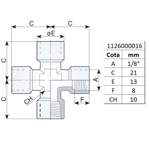 Racord cruce filet interior 1/8", tip 250/1 - Img 2
