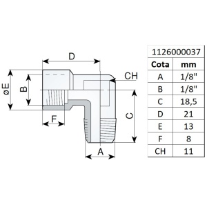 Racord tip "L" filet interior-exterior 1/8", tip 265/1 - Img 2