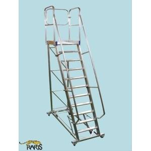 Scara mobila cu platforma, din aluminiu, la 70 grade, cu maneta, produs RARIS, tip SPLR70 - Img 9