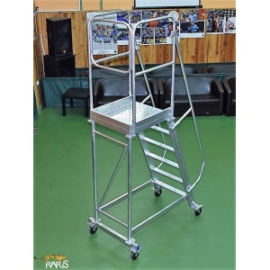 Scara mobila cu platforma, din aluminiu, la 70 grade, roti cu frana, produs RARIS - tip SPL70 - Img 4
