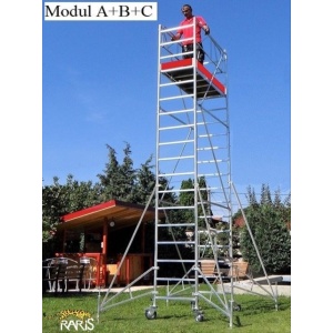 Schela din aluminiu, RARIS, profesionala, mobila si pliabila, cu inaltime maxima de lucru: 6.6m - Img 5