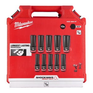 Set 10 piese Milwaukee chei tubulare lungi ½" SHOCKWAVE™ IMPACT DUTY 10-24 mm - Img 2