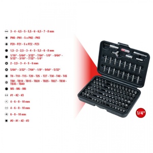 Set 100 piese KS TOOLS biti, 1/4" - Img 2