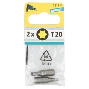 Set 2 biti pentru insurubat Wolfcraft 1211000, TX20, prindere E63, lungime 25 mm - Img 2