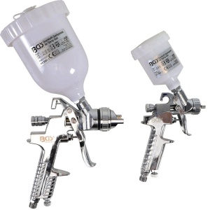 Set 2 pistoale de vopsit pneumatice HVLP + Regulator presiune + Perie - Img 2