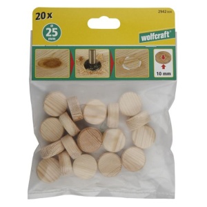 Set 20 placute conice din lemn cu diametrul de 25 mm Wolfcraft 2942000 pentru acoperirea capetelor de surub - Img 2