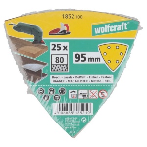 Set 25 foi abrazive autoadezive delta Wolfcraft 1852100, Gr. 80, 95 mm - Img 2