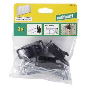 Set 3 carlige duble pentru peretele cu orificii Wolfcraft 6094000, 35 x 60 mm - Img 3