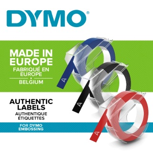 Set 3 Etichete embosabile DYMO Omega 9mm x 3m asortat rosu, albastru, negru S0847750 520109 520106 520102 - Img 2