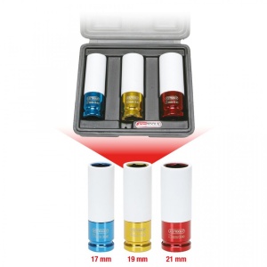 Set 3 piese KS TOOLS tubulare de impact pentru jante din aluminiu, 1/2", 17-21mm - Img 2