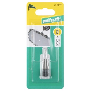 Set 3 pietre cilindrice pentru ascutit lantul la drujba Wolfcraft 2175000, tija prindere 2.3 mm, diametru 4/4,8/5,5 mm - Img 3