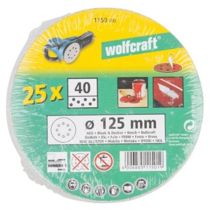 Set 5 foi abrazive Wolfcraft 1150100, prindere velcro, pentru vopsea/lac, D 125 mm, P40 - Img 2