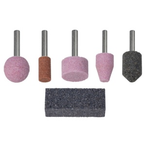 Set 5 pietre de slefuit Wolfcraft 2144000, prelucrare mixta, ax prindere 6 mm, diametru 10-20/12/20/24/ mm